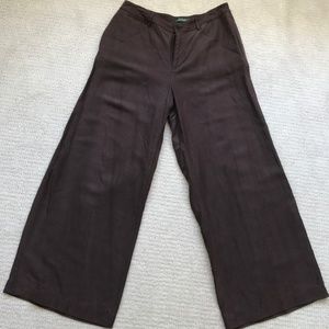 Lauren by Ralph Lauren Wide Leg Silk/Linen Brown